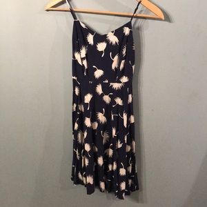 Navy blue and white flower sun dress